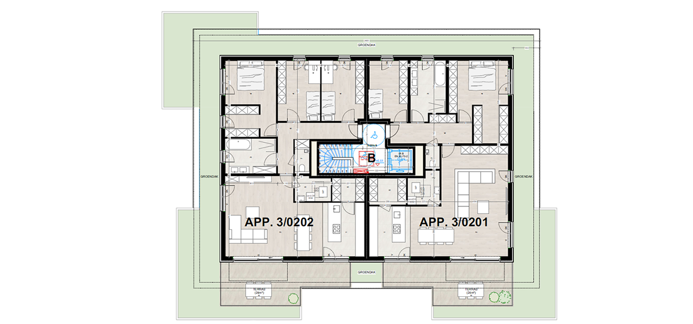 Parkappartement gebouw B Verdieping 2